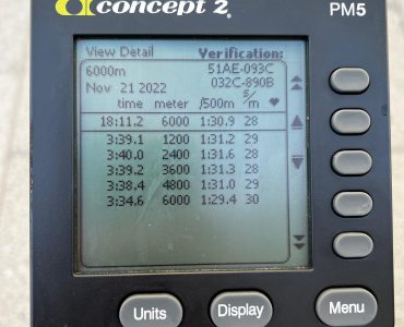 6000m indoor rowing record screen results
